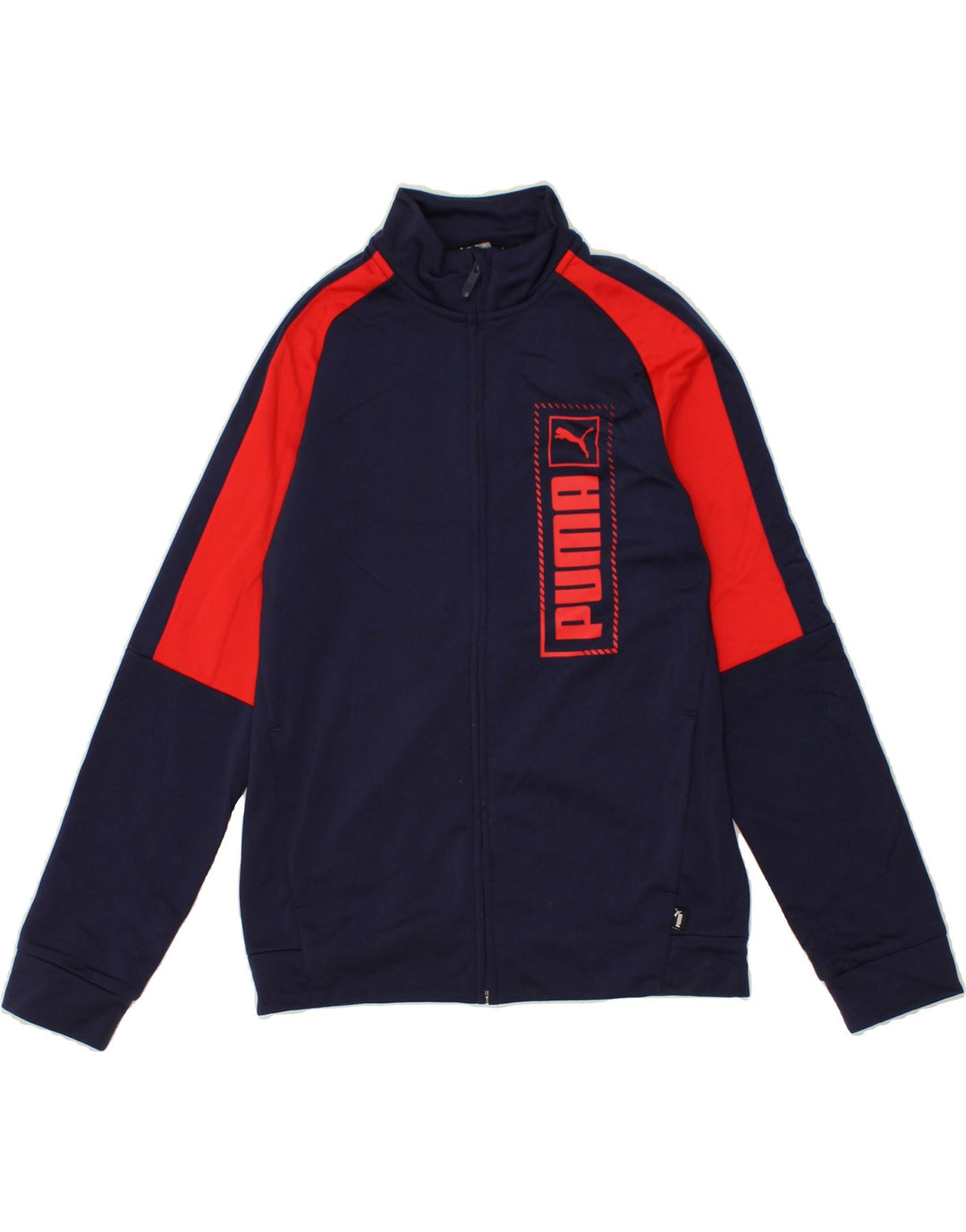 PUMA Boys Graphic Tracksuit Top Jacket 13-14 Years XL Navy Blue Vintage Puma and Second-Hand Puma from Messina Hembry 