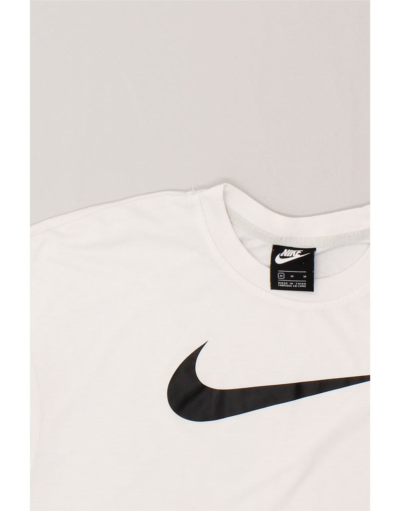 NIKE Womens Crop Graphic T-Shirt Top UK 12 Medium White Cotton | Vintage Nike | Thrift | Second-Hand Nike | Used Clothing | Messina Hembry 