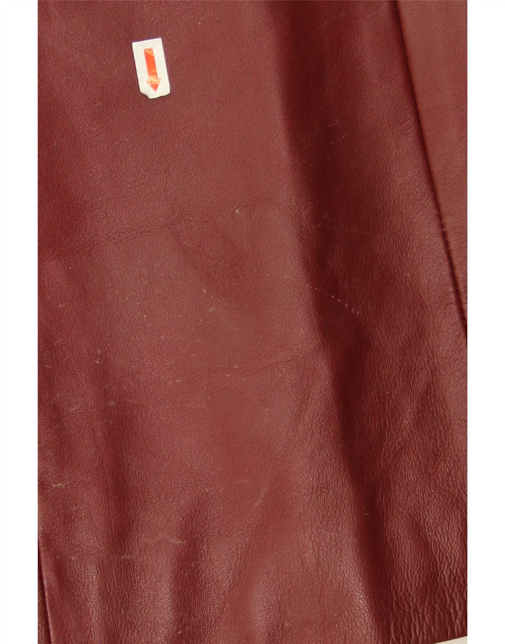 Conbipel Womens 3 Button Leather Blazer Jacket IT 46 Large Burgundy Leather