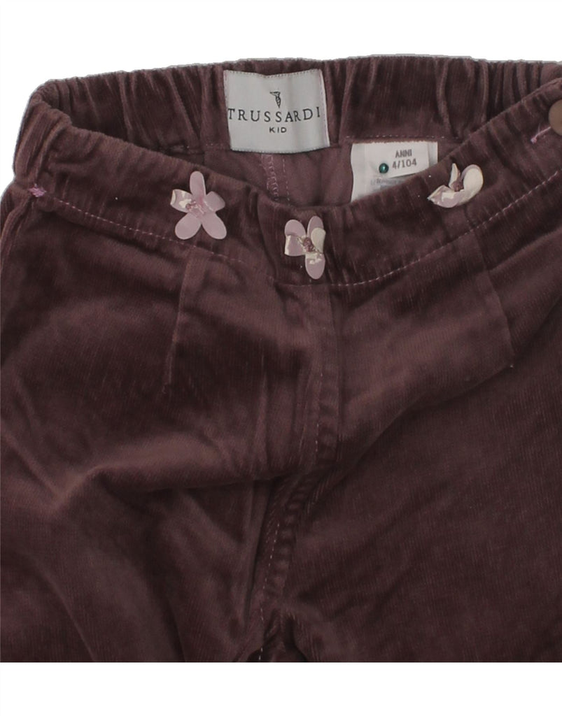 TRUSSARDI Girls Straight Corduroy Trousers 3-4 Years W20 L15 Brown Cotton | Vintage Trussardi | Thrift | Second-Hand Trussardi | Used Clothing | Messina Hembry 