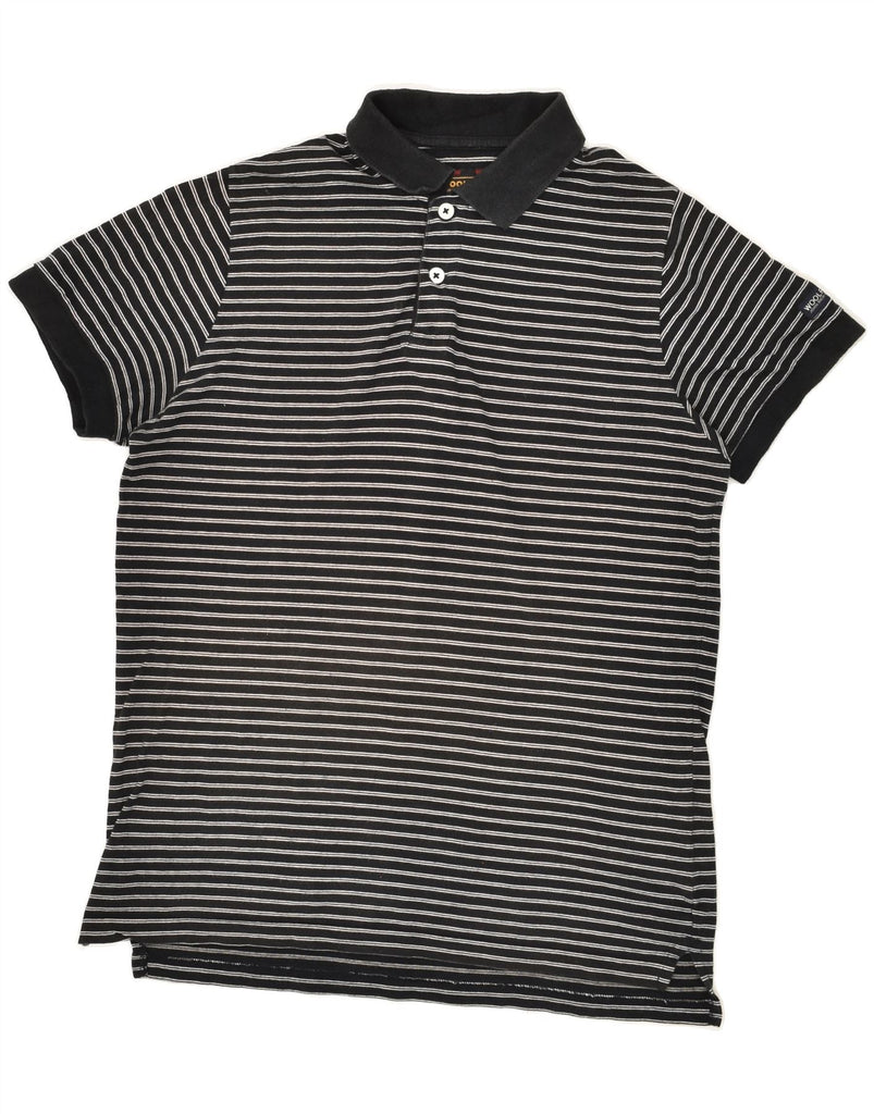 WOOLRICH Mens Polo Shirt Medium Black Striped Cotton | Vintage Woolrich | Thrift | Second-Hand Woolrich | Used Clothing | Messina Hembry 