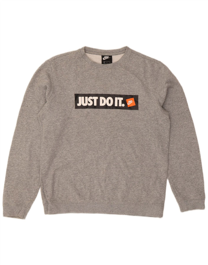 Nike Mens Graphic Regular Fit Sweatshirt Jumper Medium Grey Cotton