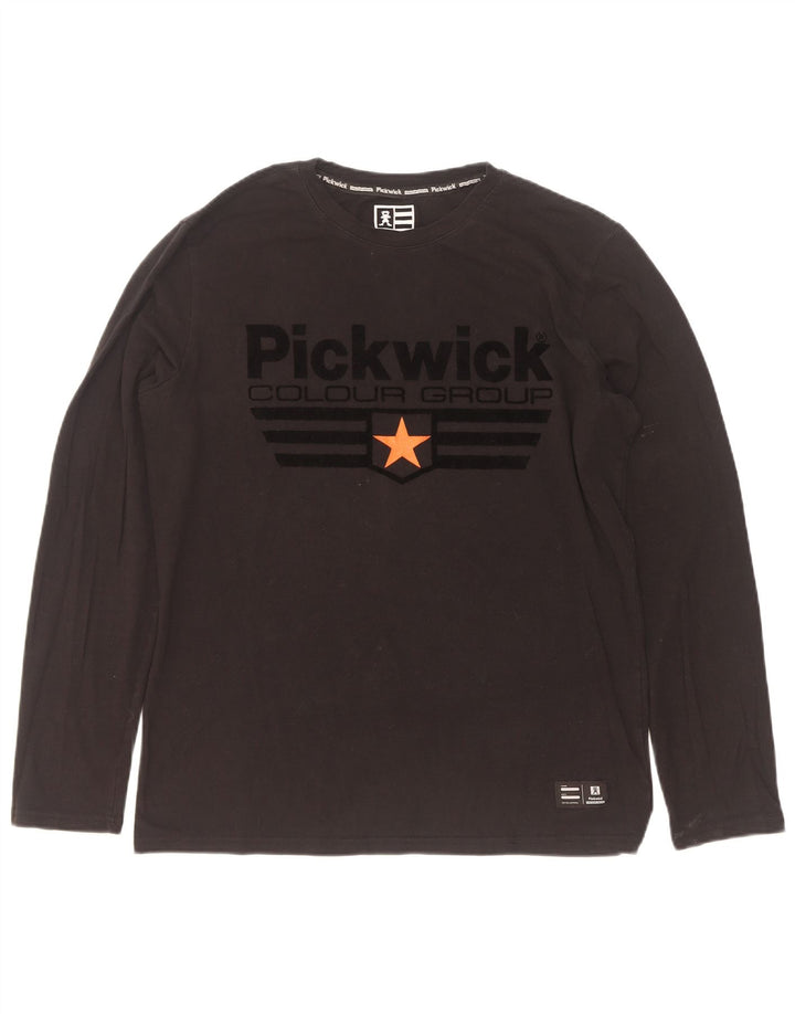 Pickwick Mens Graphic Top Long Sleeve Large Black