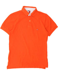 TOMMY HILFIGER Mens Polo Shirt Large Orange Cotton