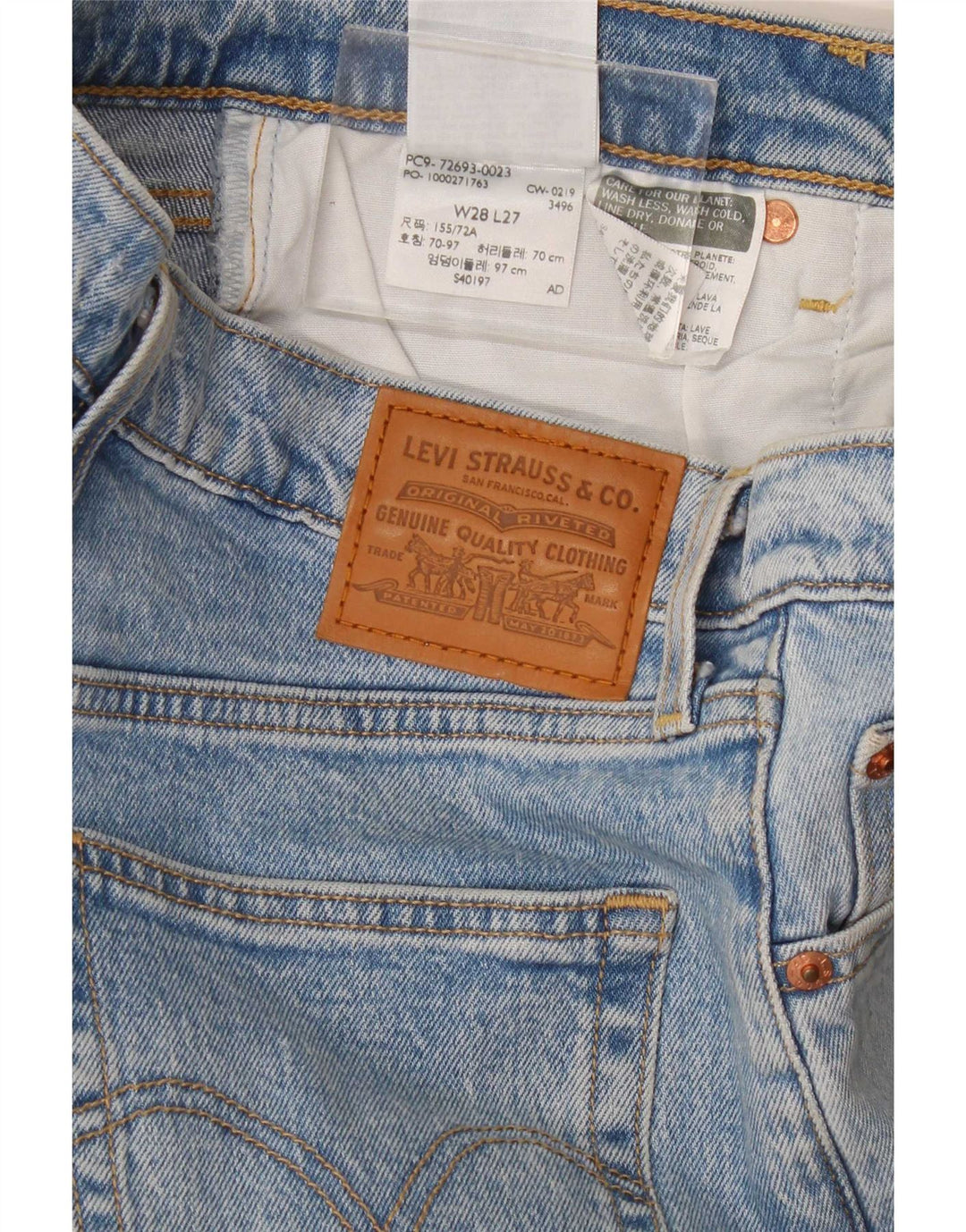 Levi's Womens Ribcage Straight Jeans W28 L27 Blue Cotton