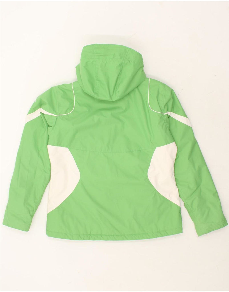 COLUMBIA Womens Hooded Windbreaker Jacket UK 14 Large Green Colourblock Vintage Columbia and Second-Hand Columbia from Messina Hembry 