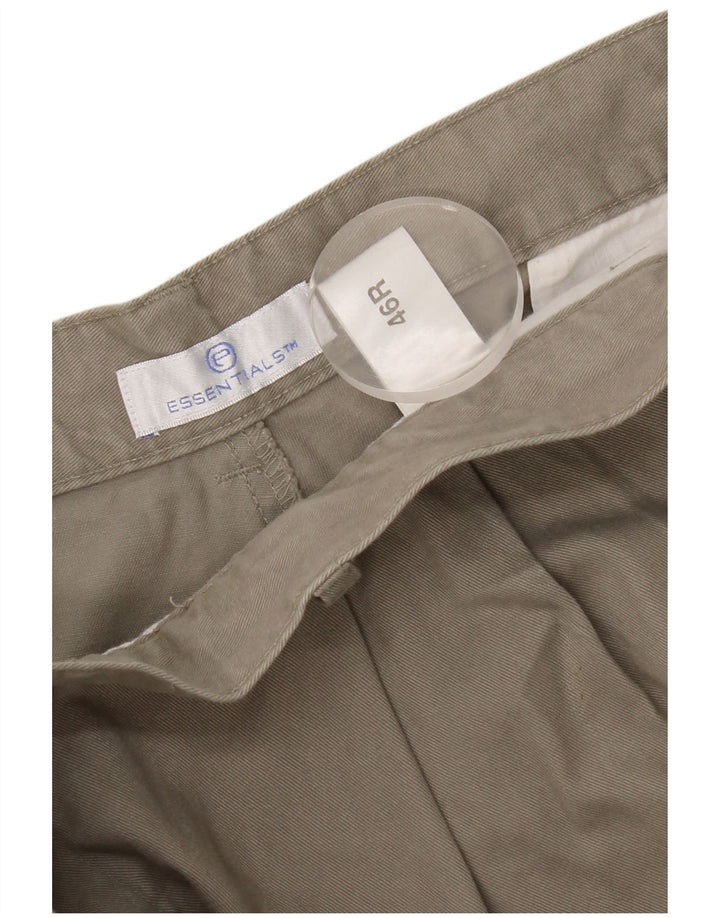 Essentials Mens Pegged Chino Trousers W46 L30 Grey Cotton
