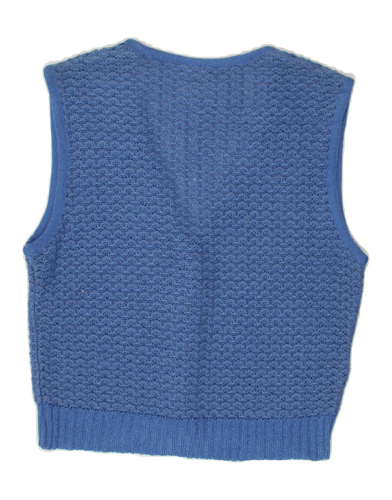 BASLER Womens Crop Sleeveless Cardigan Sweater EU 38  Medium Blue Acrylic | Vintage Basler | Thrift | Second-Hand Basler | Used Clothing | Messina Hembry 