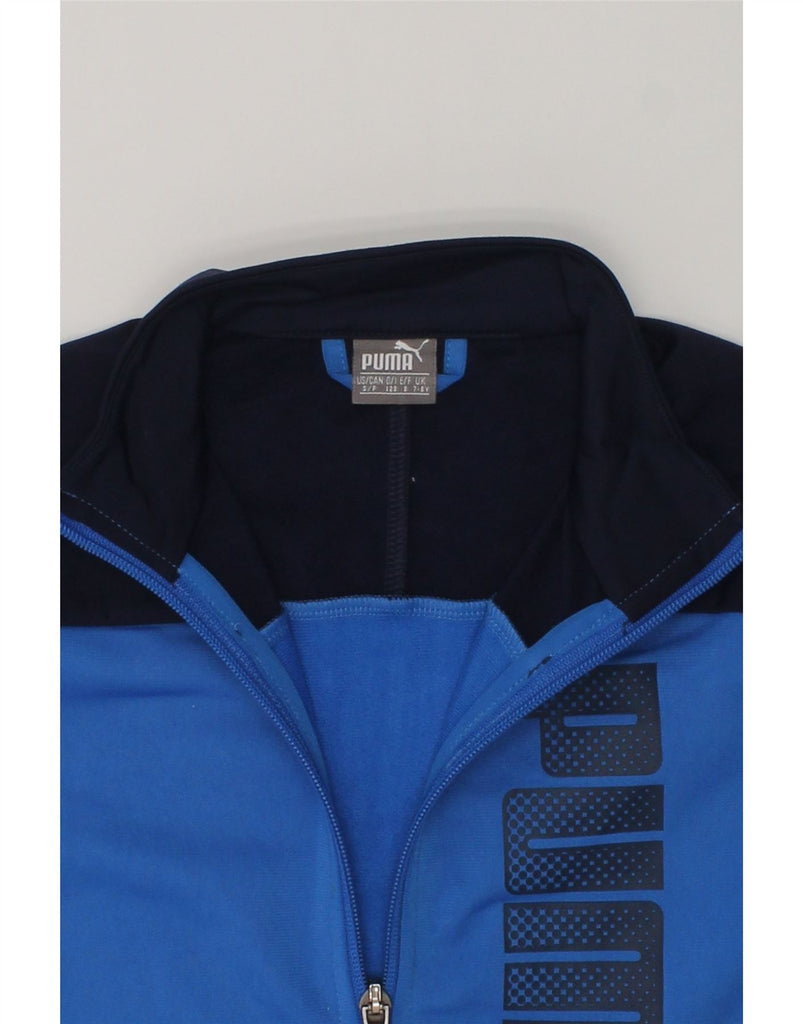 PUMA Boys Graphic Tracksuit Top Jacket 7-8 Years Blue Colourblock | Vintage Puma | Thrift | Second-Hand Puma | Used Clothing | Messina Hembry 