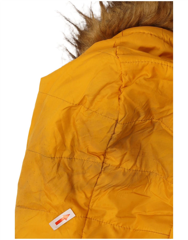 Zara Womens Hooded Padded Jacket UK 10 Small Yellow Polyester