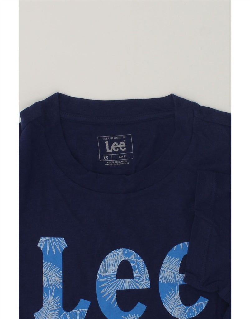 LEE Womens Slim Fit Graphic T-Shirt Top UK 6 XS Navy Blue Cotton | Vintage Lee | Thrift | Second-Hand Lee | Used Clothing | Messina Hembry 