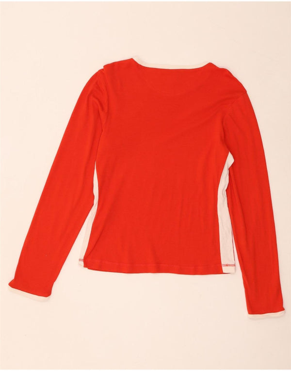 Champion Womens Top Long Sleeve UK 18 XL Red Colourblock Cotton
