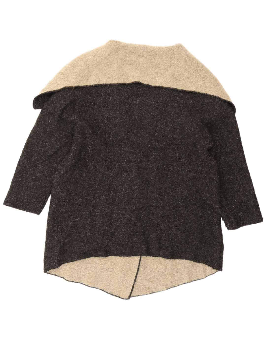 Zara Womens Longline Open Cardigan Sweater UK 14 Medium Grey Colourblock