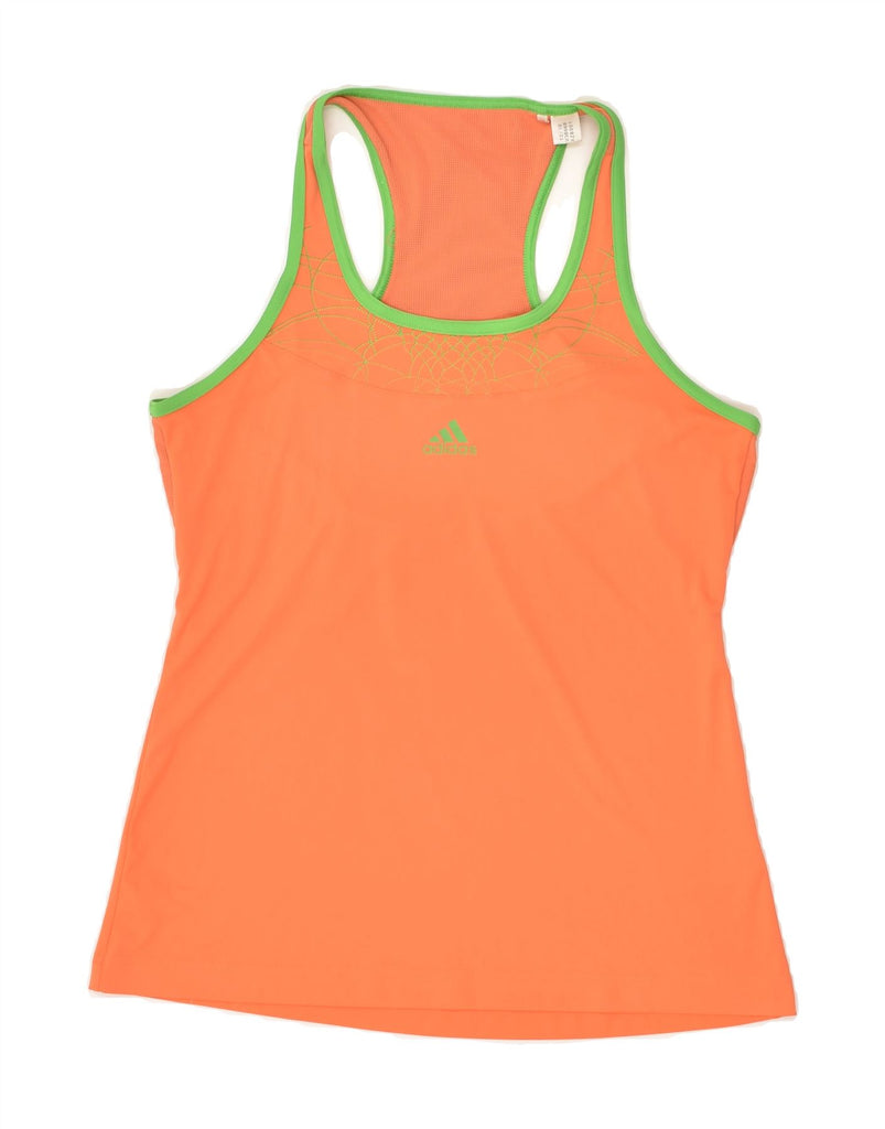 ADIDAS Womens Climacool Graphic Vest Top UK 14 Medium Orange Polyester | Vintage Adidas | Thrift | Second-Hand Adidas | Used Clothing | Messina Hembry 