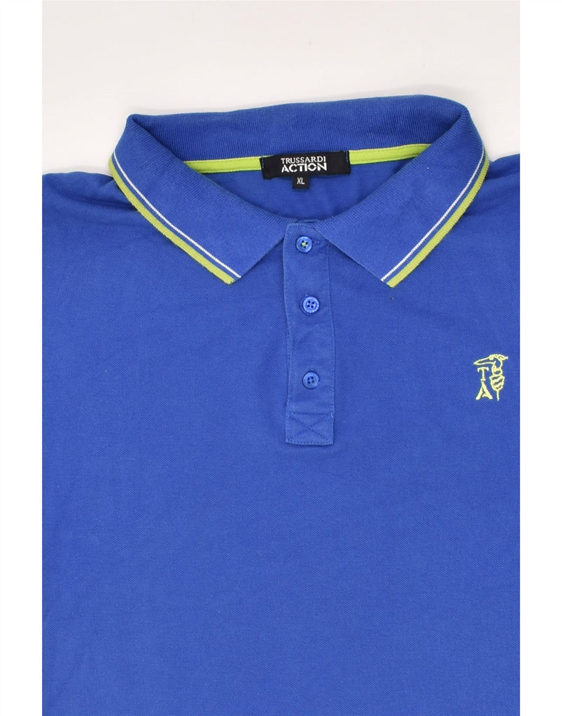 TRUSSARDI Mens Polo Shirt XL Blue Cotton | Vintage Trussardi | Thrift | Second-Hand Trussardi | Used Clothing | Messina Hembry 