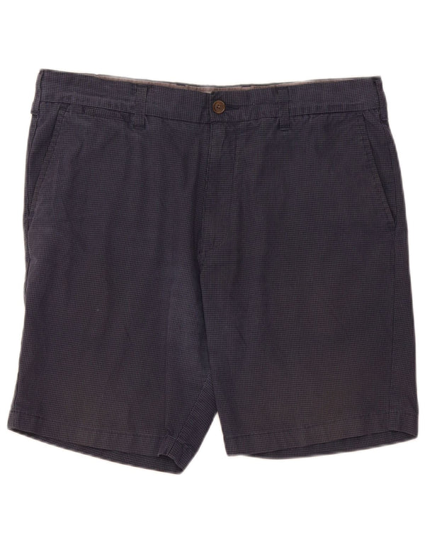 Marks & Spencer Mens Chino Shorts W36 Large Navy Blue Gingham Cotton