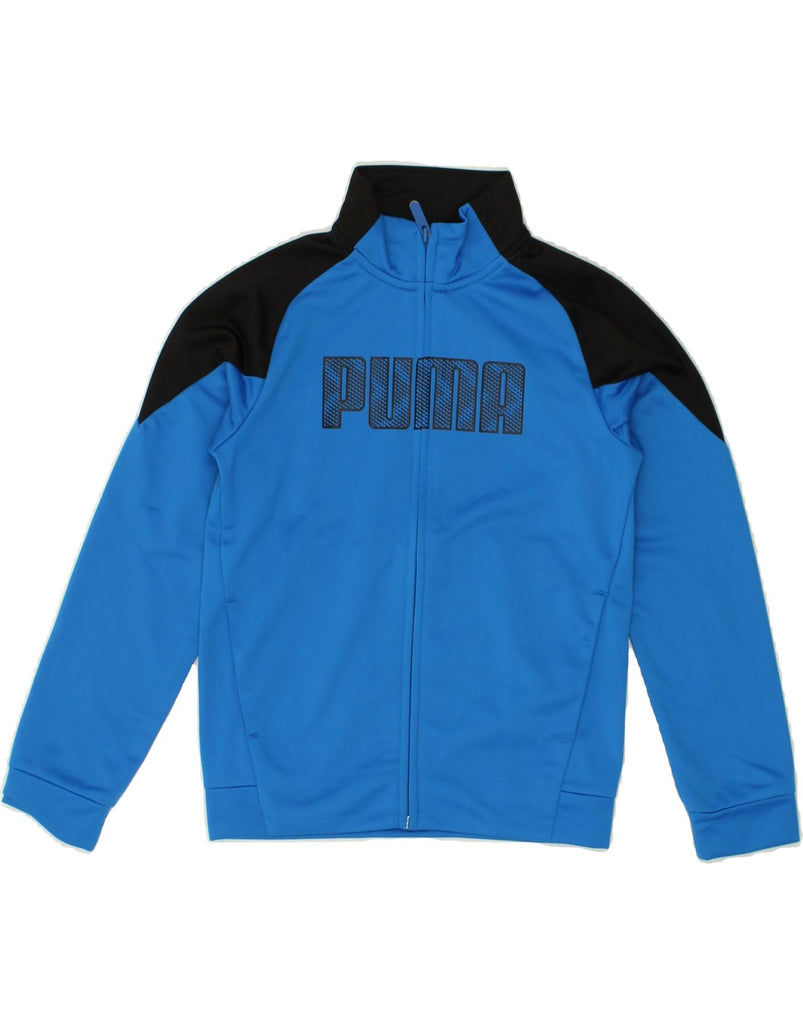 PUMA Boys Graphic Tracksuit Top Jacket 9-10 Years Blue Colourblock | Vintage Puma | Thrift | Second-Hand Puma | Used Clothing | Messina Hembry 