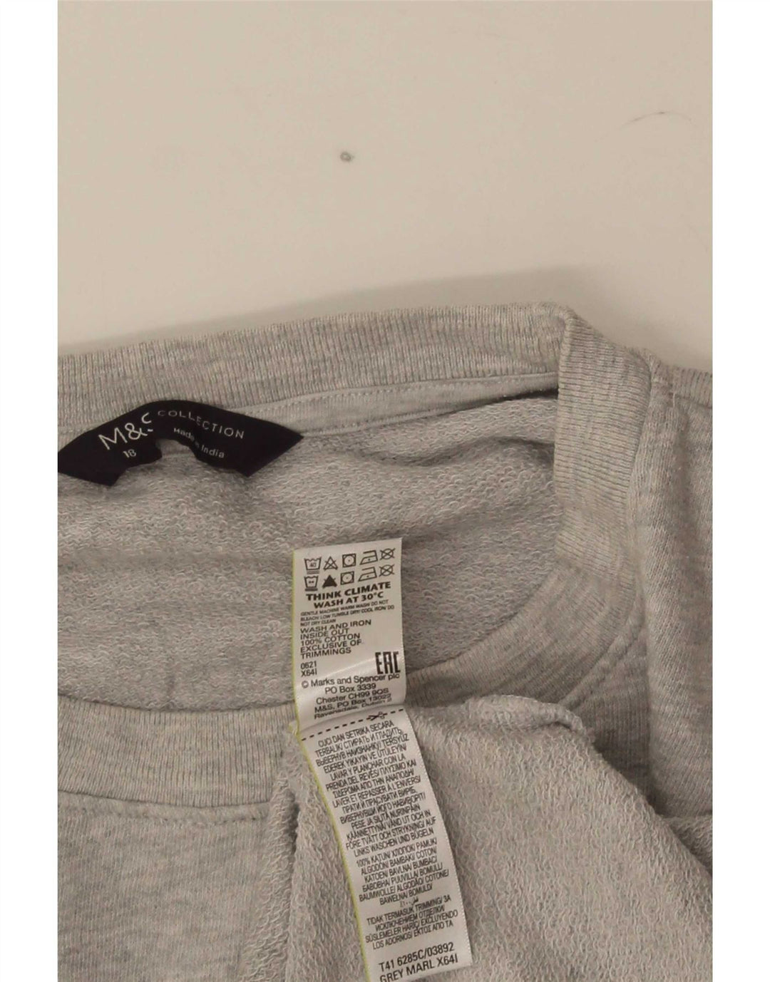 Marks & Spencer Womens Graphic Sweatshirt Jumper UK 18 XL Grey Flecked