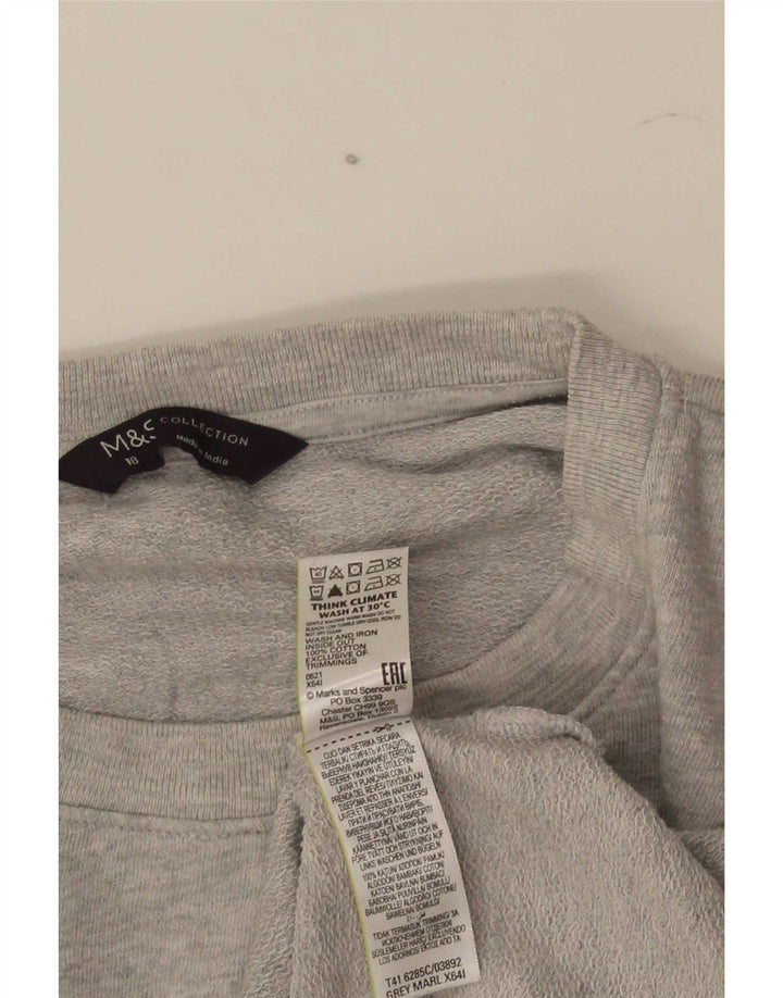 Marks & Spencer Womens Graphic Sweatshirt Jumper UK 18 XL Grey Flecked