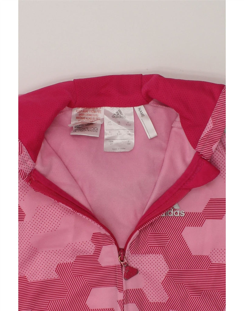 ADIDAS Girls Zip Hoodie Sweater 3-4 Years Pink Geometric Polyester | Vintage Adidas | Thrift | Second-Hand Adidas | Used Clothing | Messina Hembry 