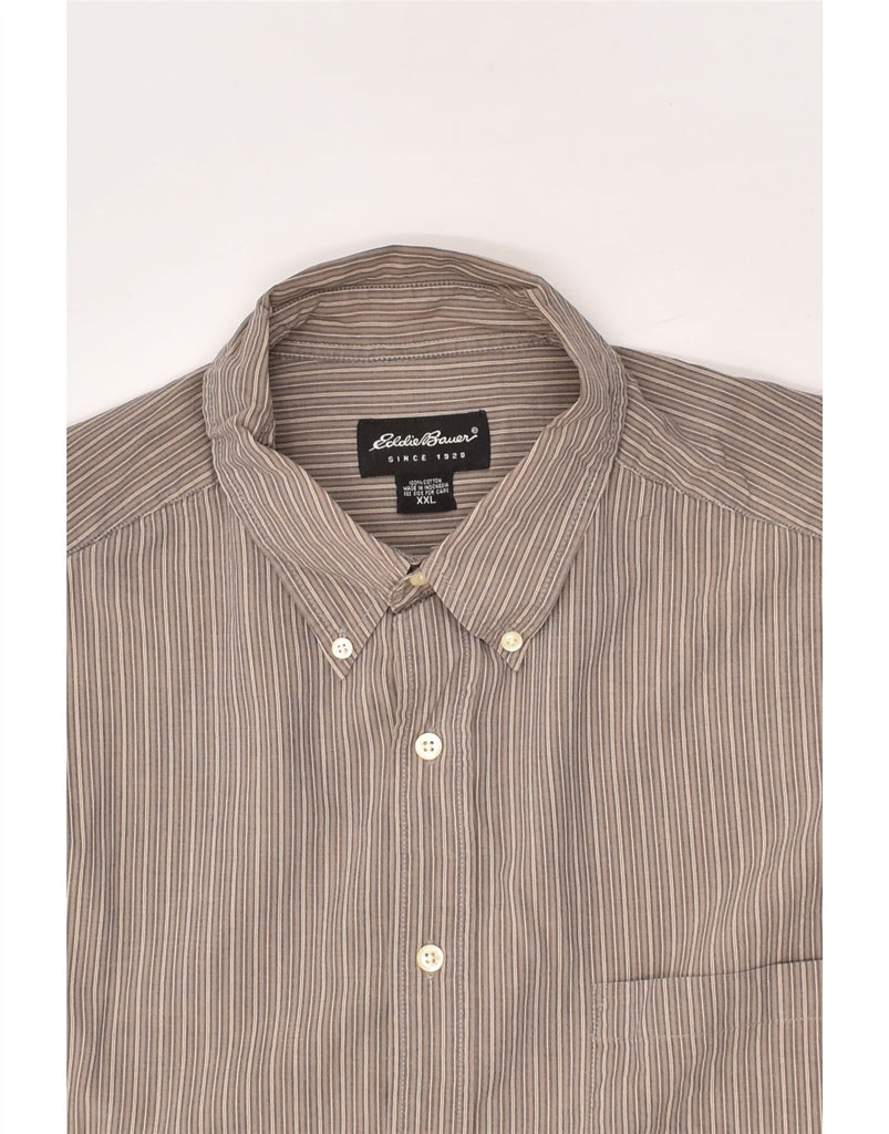 EDDIE BAUER Mens Shirt 2XL Brown Striped Cotton | Vintage Eddie Bauer | Thrift | Second-Hand Eddie Bauer | Used Clothing | Messina Hembry 