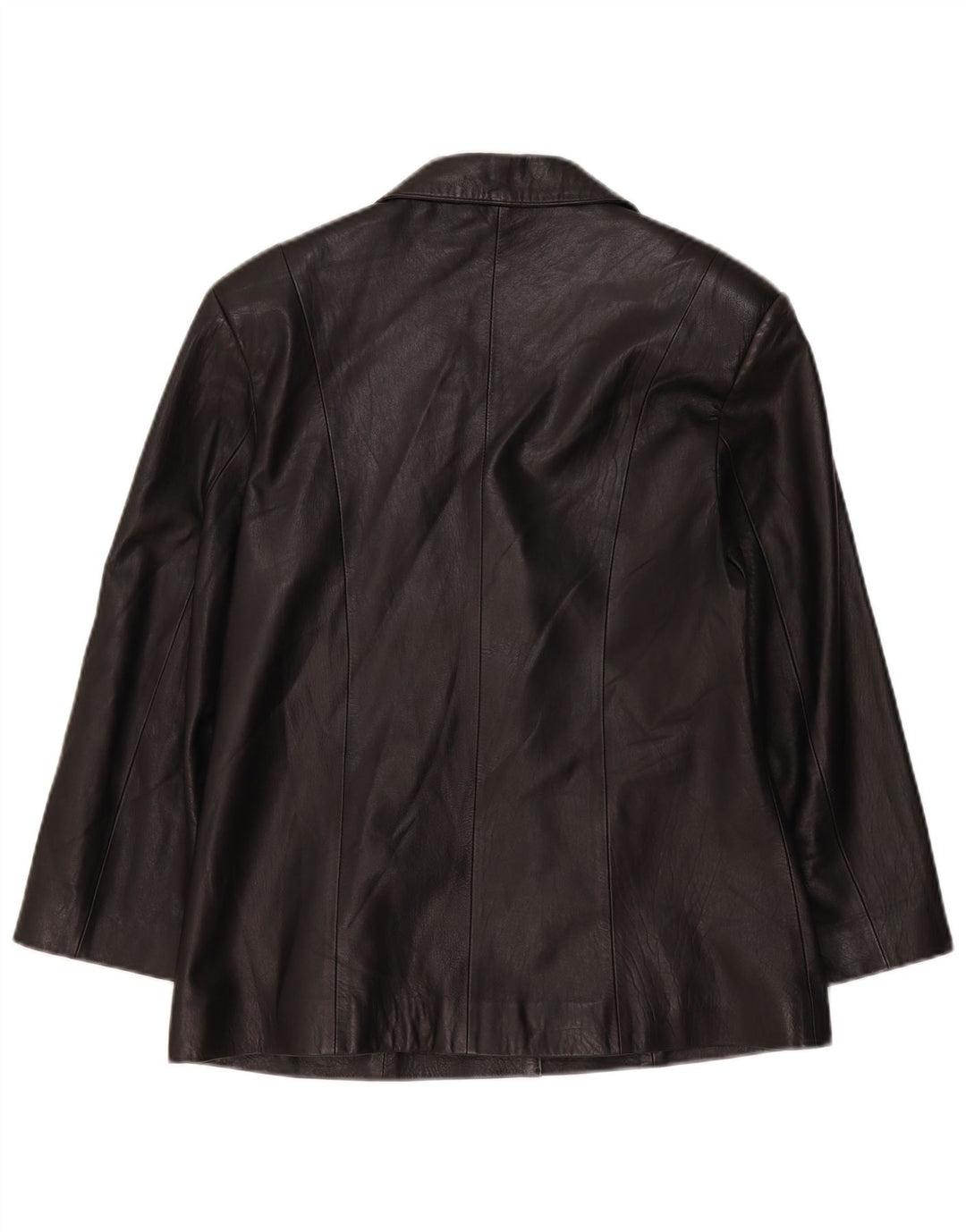 Vintage Womens 5 Button Leather Blazer Jacket UK 14 Large Black