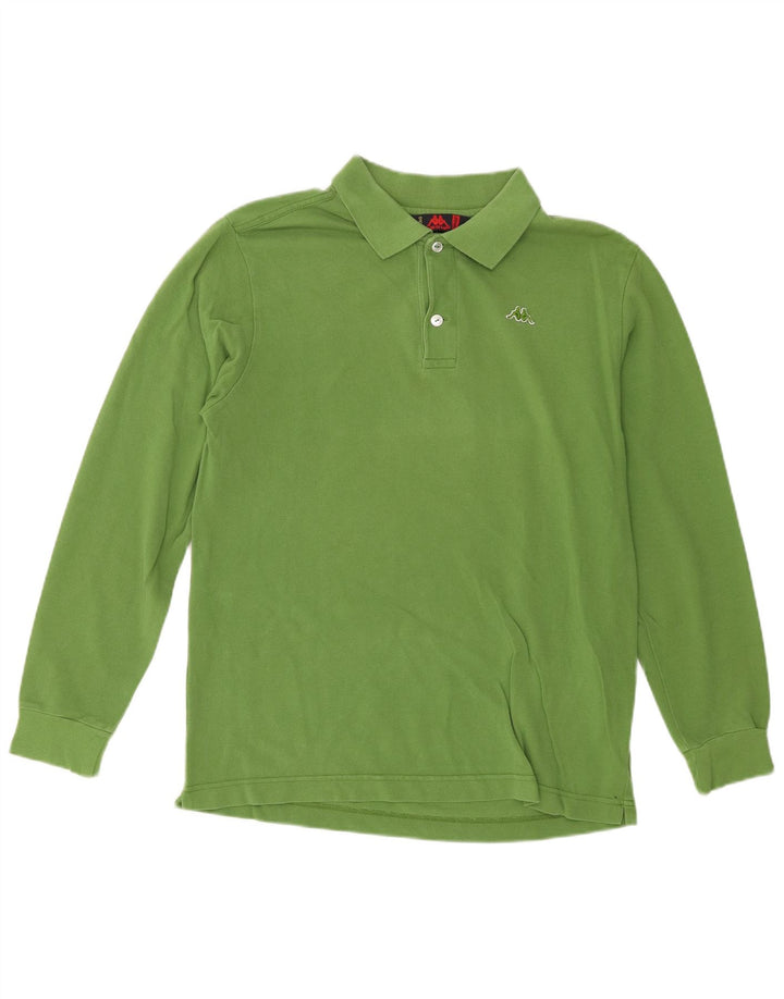 Kappa Mens Long Sleeve Regular Fit Polo Shirt Medium Green Cotton