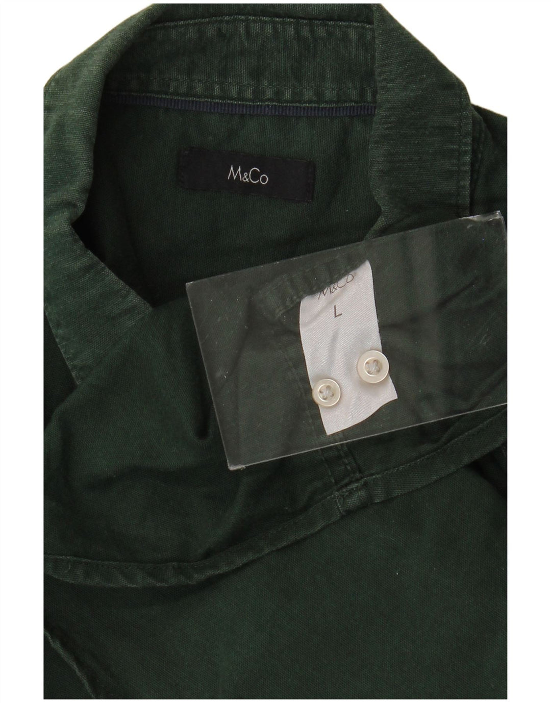 M&CO Mens Shirt Large Green Cotton