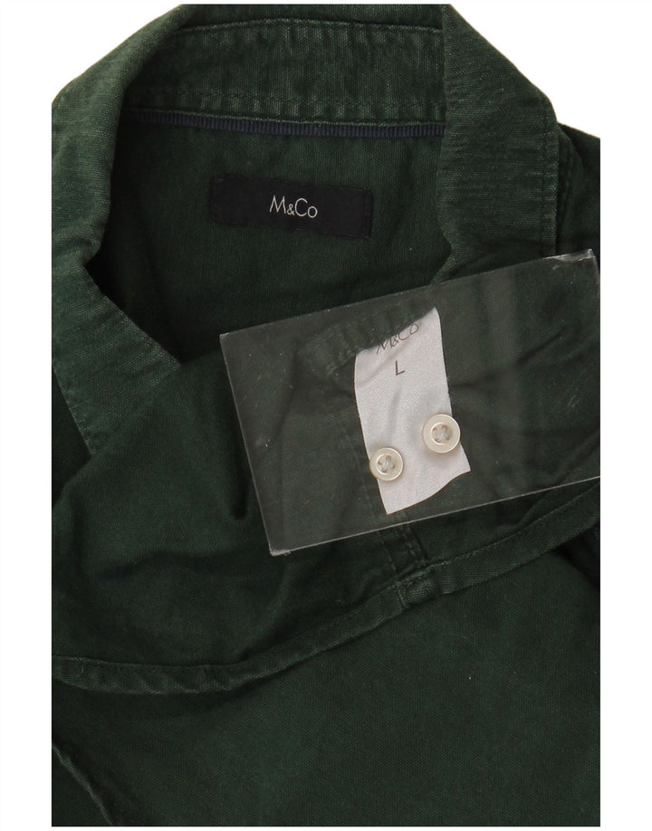 M&CO Mens Shirt Large Green Cotton
