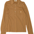 Vintage Mens Long Sleeve Polo Shirt Medium Beige