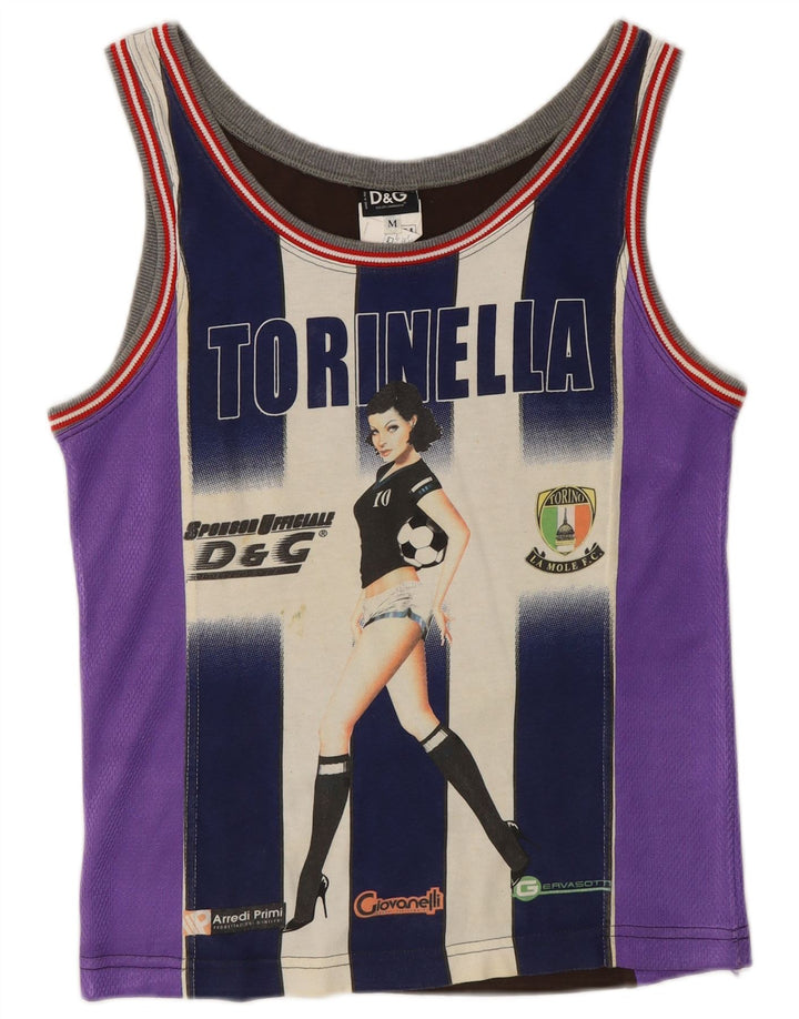 Dolce & Gabbana Womens Graphic Vest Top UK 12 Medium Purple Designer