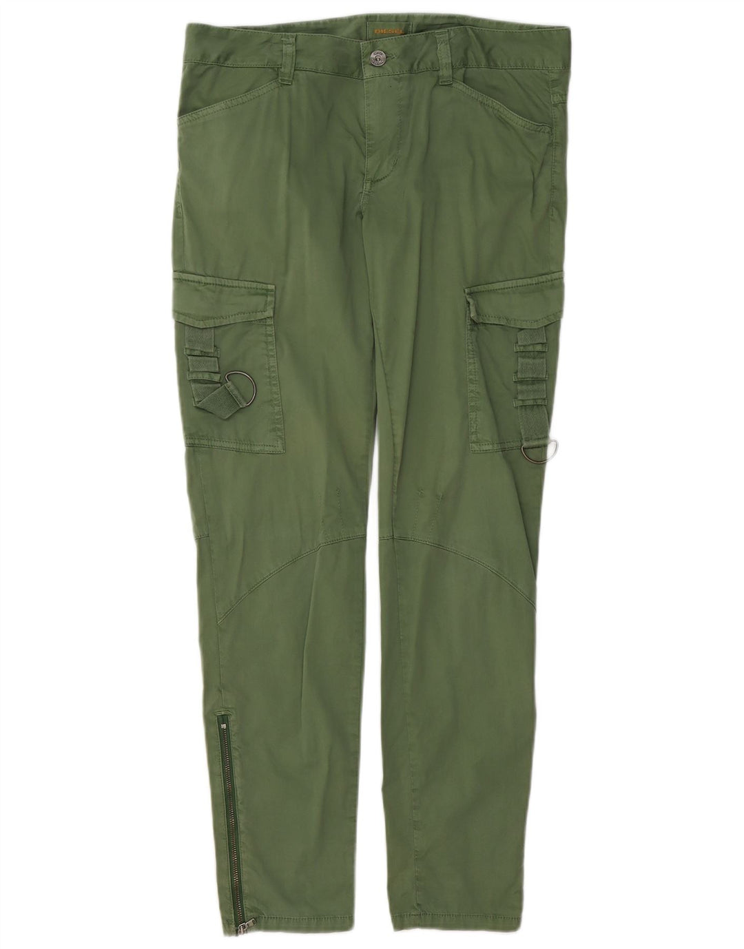 DIESEL Womens Slim Cargo Trousers W30 L30  Green Cotton