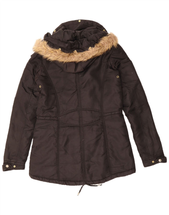 Zara Womens Trafaluc Hooded Windbreaker Jacket UK 10 Small Black Polyester