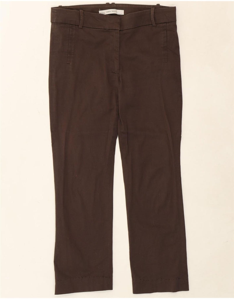 ZARA Womens Straight Cropped Trousers EU 36 XS W30 L24 Brown Cotton Vintage Zara and Second-Hand Zara from Messina Hembry 