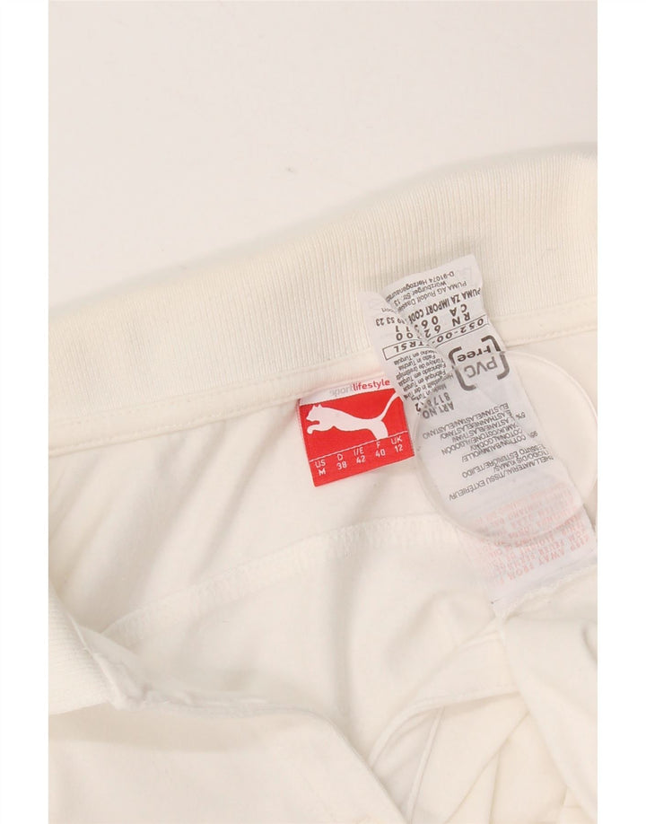 Puma Womens Polo Shirt UK 12 Medium White Cotton