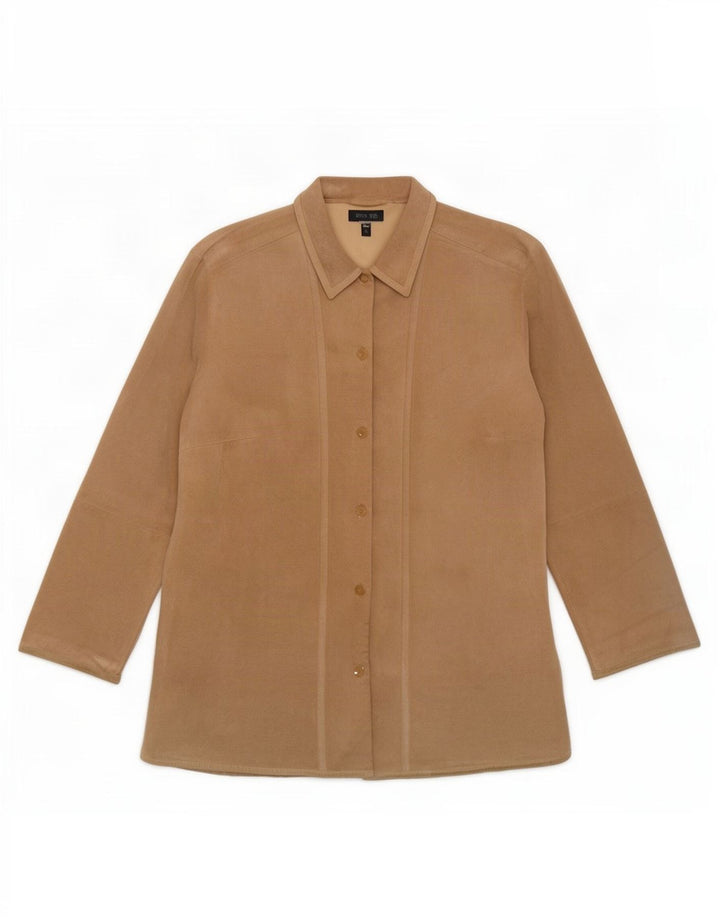 SAMOON Womens Overshirt Suede Shirt UK 20 2XL Beige Leather