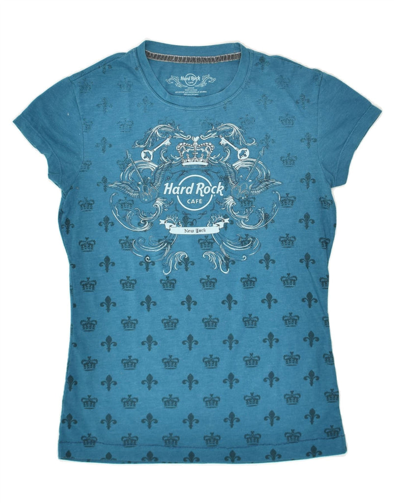 HARD ROCK CAFE Womens New York Graphic T-Shirt Top UK 12 Medium Blue | Vintage Hard Rock Cafe | Thrift | Second-Hand Hard Rock Cafe | Used Clothing | Messina Hembry 