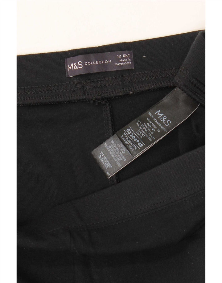 Marks & Spencer Womens Leggings UK 12 Medium Black Striped Viscose