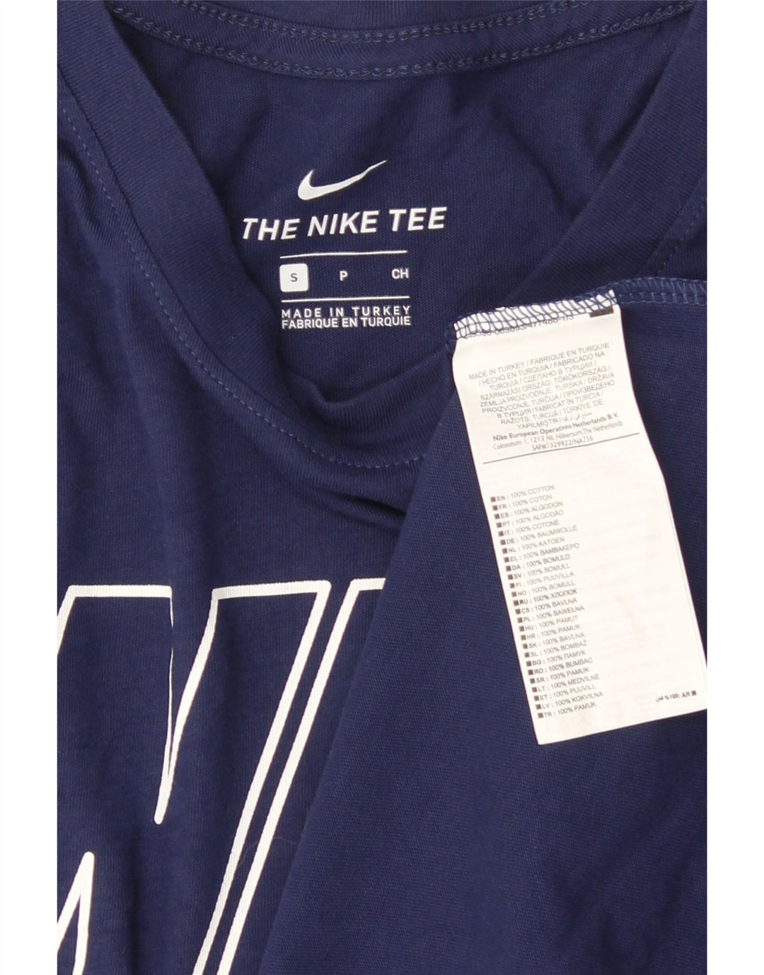 NIKE Mens Graphic T-Shirt Top Small Navy Blue Cotton