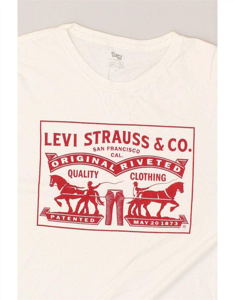 LEVI'S Womens Graphic T-Shirt Top UK 14 Medium White Cotton | Vintage Levi's | Thrift | Second-Hand Levi's | Used Clothing | Messina Hembry 