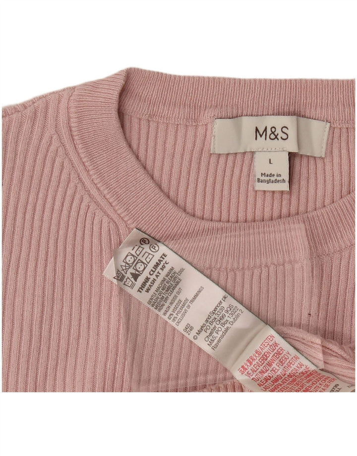 Marks & Spencer Womens T-Shirt Top UK 14 Large Pink Viscose
