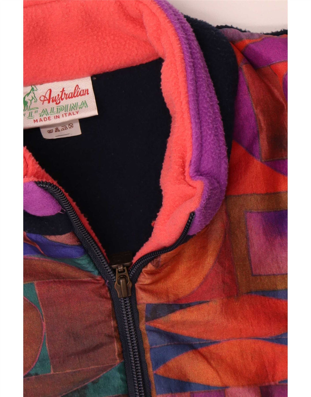 AUSTRALIAN L'ALPINA Womens Fleece Jacket IT 54 2XL Multicoloured Geometric