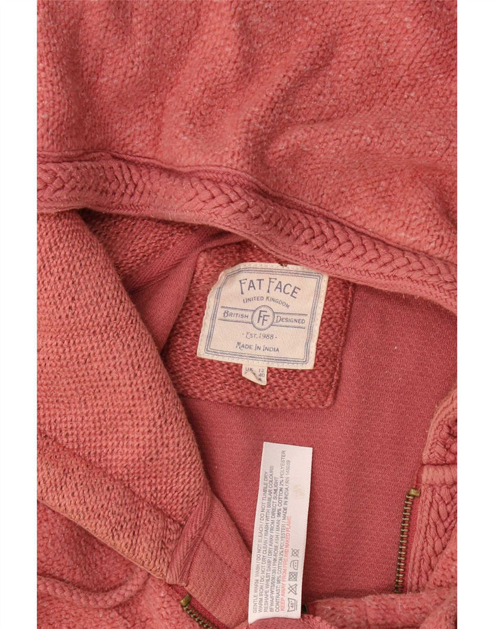 Fat Face Womens Oversized Zip Hoodie Sweater UK 12 Medium Pink Cotton