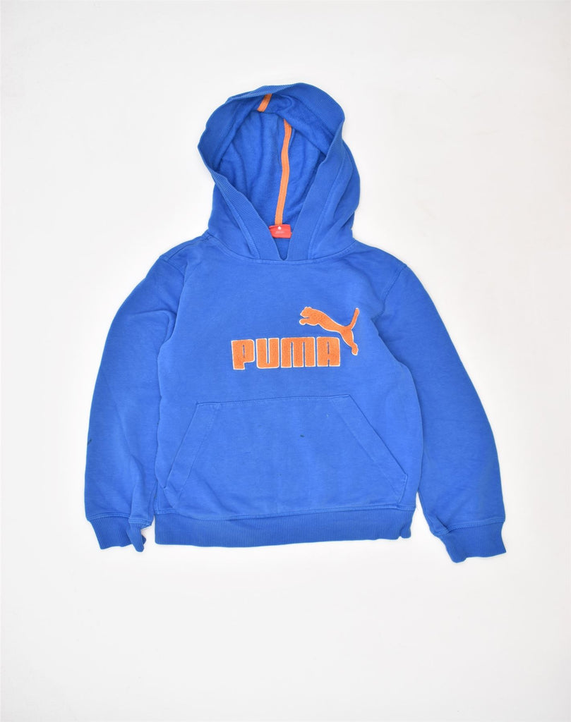 PUMA Boys Graphic Hoodie Jumper 9-10 Years Blue Cotton | Vintage | Thrift | Second-Hand | Used Clothing | Messina Hembry 