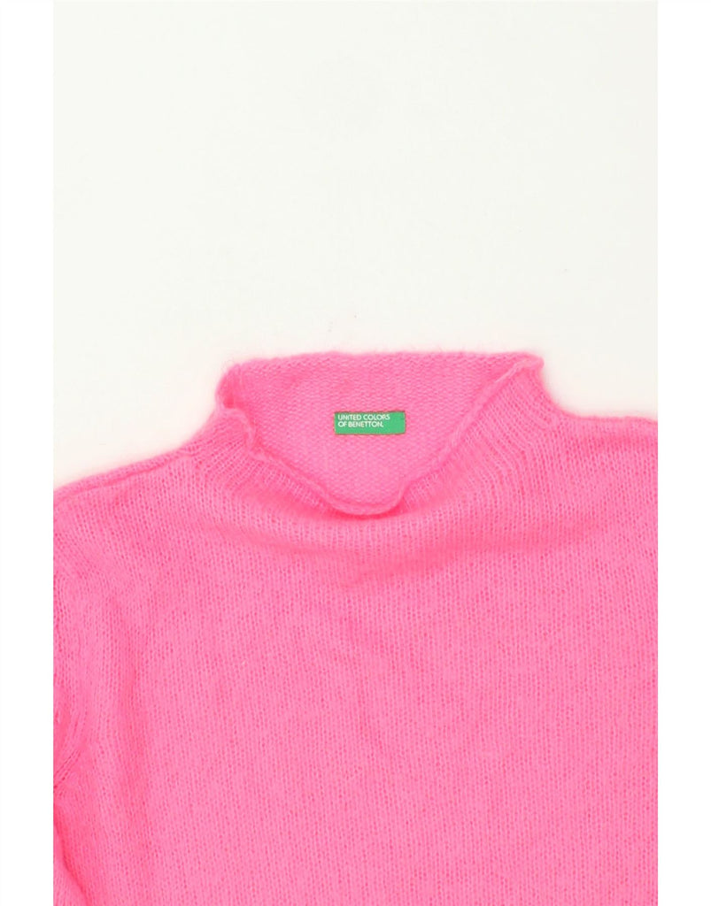 BENETTON Womens 3/4 Sleeve Turtle Neck Jumper Sweater UK 12 Medium Pink | Vintage Benetton | Thrift | Second-Hand Benetton | Used Clothing | Messina Hembry 