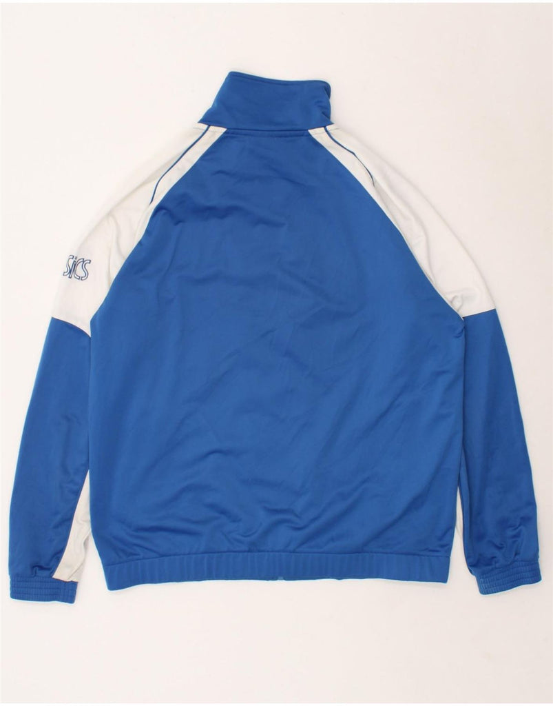 ASICS Mens Tracksuit Top Jacket Large Blue Colourblock Polyester | Vintage Asics | Thrift | Second-Hand Asics | Used Clothing | Messina Hembry 