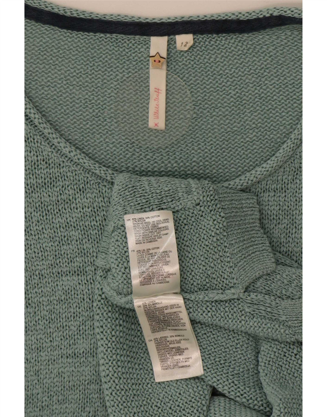 White Stuff Womens 3/4 Sleeve Boat Neck Jumper Sweater UK 12 Medium Green
