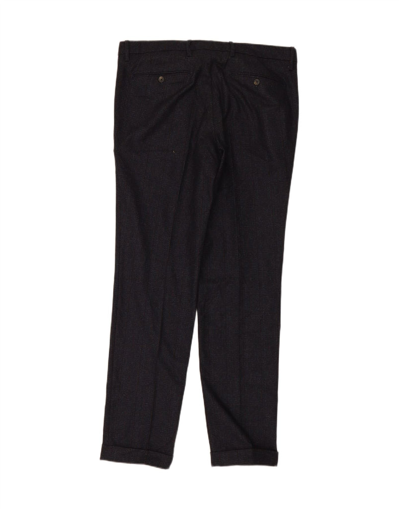 MICHAEL COAL Mens Slim Suit Trousers W36 L31 Navy Blue Check Wool Vintage Michael Coal and Second-Hand Michael Coal from Messina Hembry 