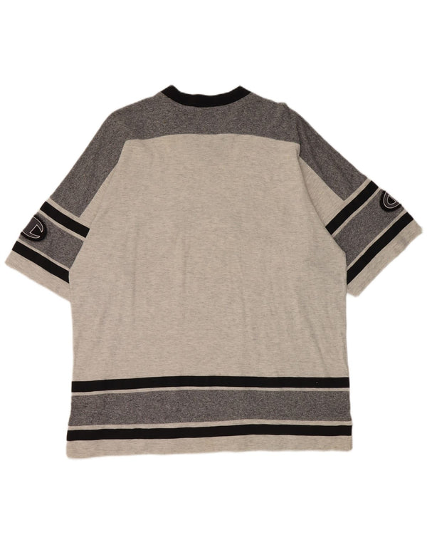 Champion Mens Graphic T-Shirt Top Large Grey Colourblock Cotton
