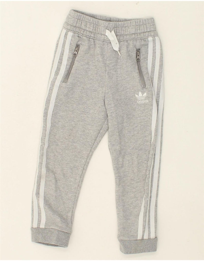 ADIDAS Boys Graphic Tracksuit Trousers Joggers 5-6 Years Grey Cotton | Vintage Adidas | Thrift | Second-Hand Adidas | Used Clothing | Messina Hembry 
